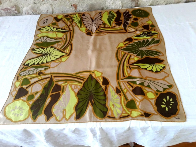 Foulard Rectangle En Soie Vintage Françoise Guérin Paris - Rouge, Motif équitation - 28,7x110 Cm
