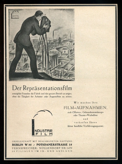 Grosse Werbung Reklame 1921 INDUSTRIE FILM BERLIN (2) Der Repräsentationsfilm