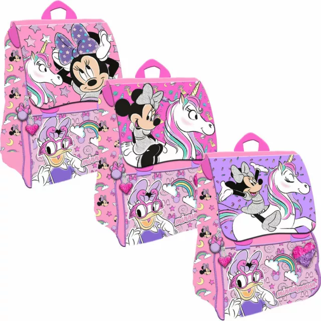 Zaino Scuola Estensibile Trolley Disney Minnie Unicorno Pattina Reversibile Rosa