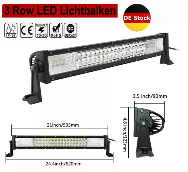 3 Rows LED Lightbar 21 Zoll Lichtbalken Arbeitsscheinwerfer Offroad 12V