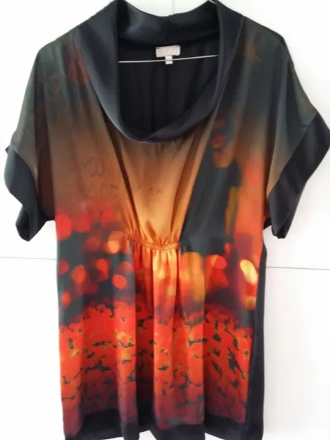 TUNIQUE SOYEUSE HAUT Tee shirt Imprim noir orange rouge Color