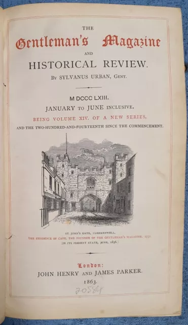 1863 La revista Gentelman y la reseña histórica Libro antiguo ilustrado