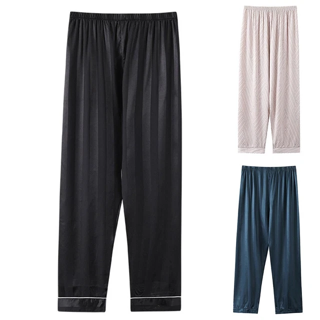 Pantaloni Uomo Pantaloni Lunghi Seta Satina di Seta Taglia Oversize Alta Elasticità