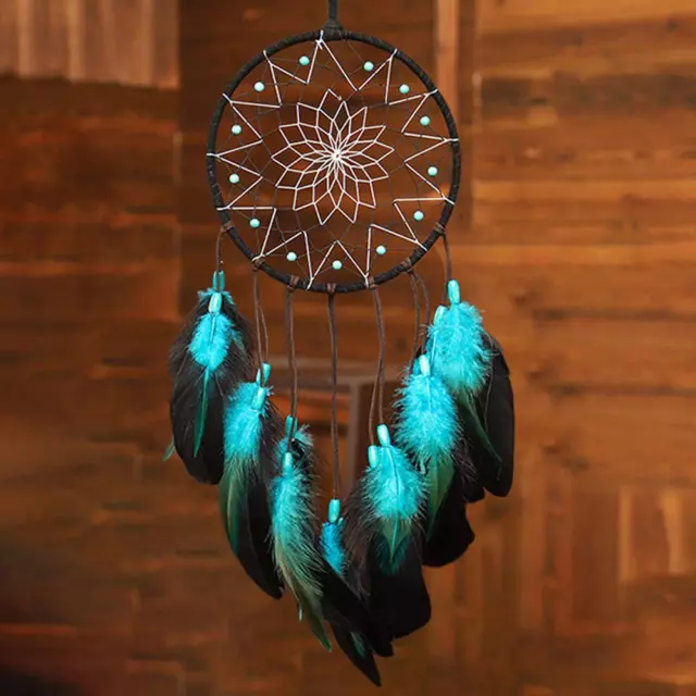 Blue Dream Catchers Handmade, Boho Traditional Circular Net Hanging Decorate