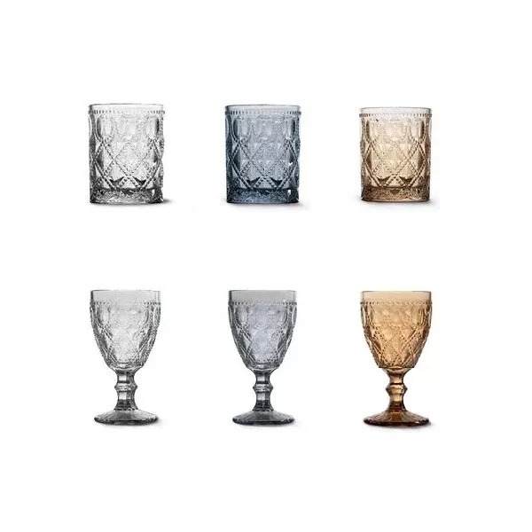 Set 4 Bicchieri E/O Calice Acqua Vino In Vetro Colorato Linea Dubai Wd Lifestyle