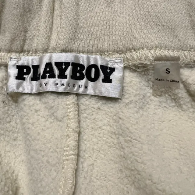 PACSUN BY PLAYBOY Sweatpants Men Small Cream White Pockets Joggers ...