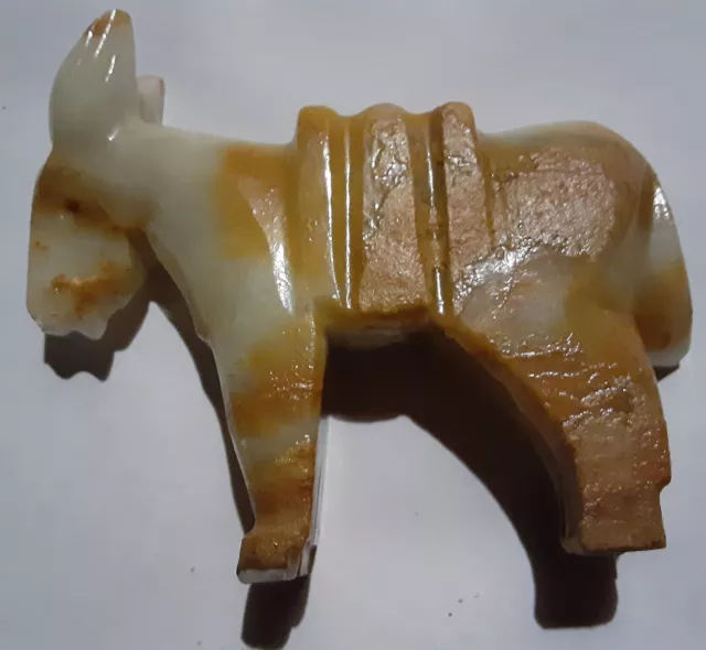 Vintage Hand Carved Natural Stone Onyx Donkey Mule Figurine