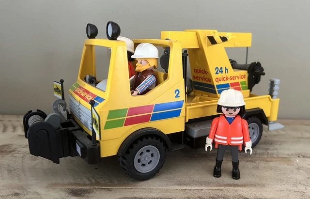 Playmobile #3438 Vintage 1986 Quick Service Tow Truck With 3 Figures Playmobile #3438 Vintage 1986 Quick Service Tow Truck With 3 Figures