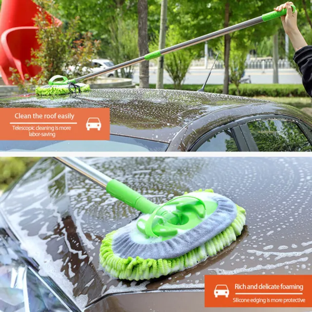 Car Wash Mop Soft Brush Telescopic Handle Portable Adjustable Cleaning Tool