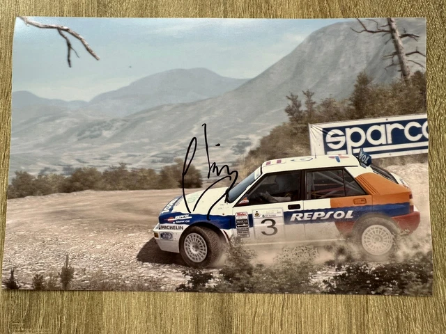CARLOS SAINZ HAND Signed 12X8” Photo Lancia Rally Wrc X Champion