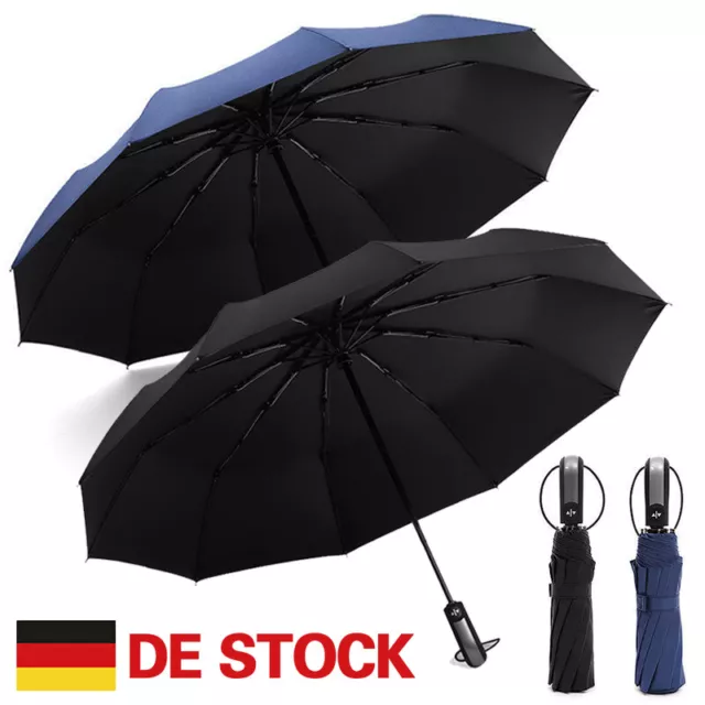 XXL Regenschirm Auf-Automatik Sturmfest Umbrella Schirme Damen Herren stabil DE