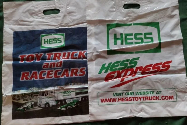 2- Hess Toy Truck and Race Car Plastic Bag