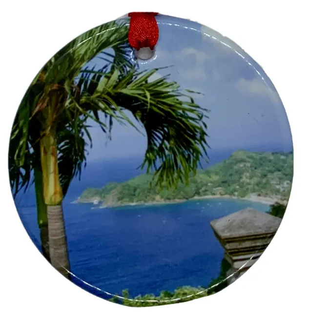 Jamaica Palm Tree Christmas Ornament Souvenir Travel Porcelain