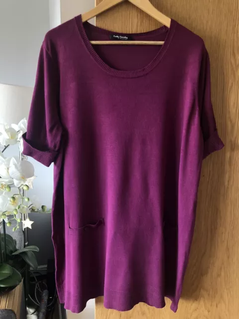 Betty Jackson Purple Long Top with pockets L -please see measurements below