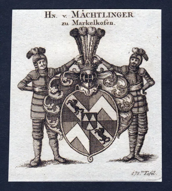 Env. 1820 Machtlinger Pour Markelkofen Armoiries Adel Coat De Arms