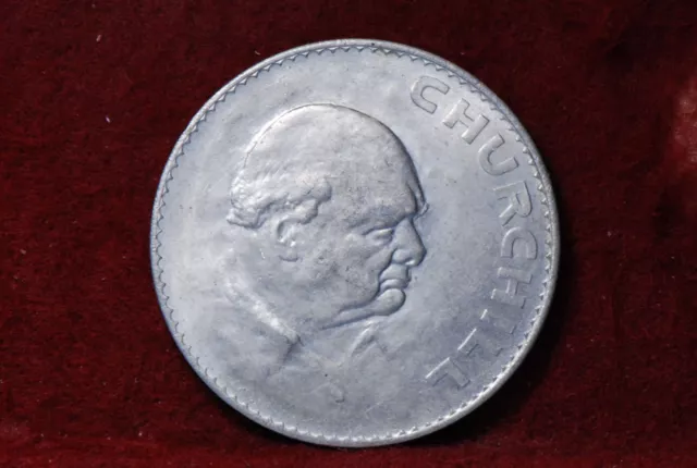 Great Britain, 1965 Crown, KM910, W.S. Churchill, About UNC, NR, 6-2