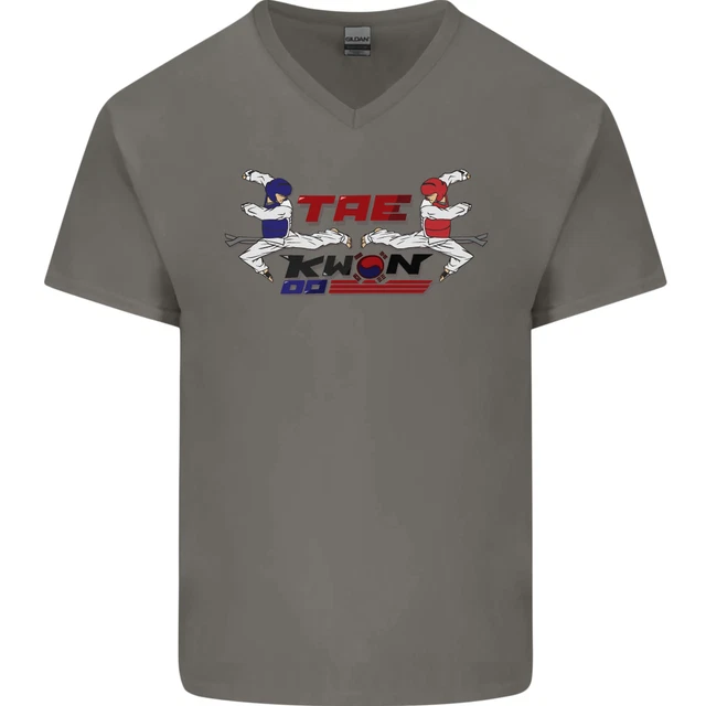 Taekwondo Fighter Mixed Martial Arts MMA Mens V-Neck Cotton T-Shirt