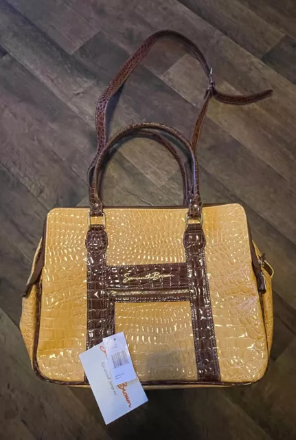 Samantha Brown  Travel Bag Croc Embossed Yellow & Brown Carry On