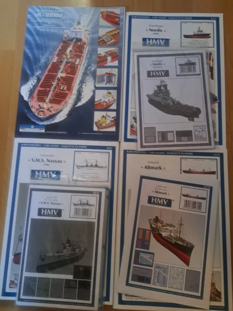 HMV-KARTONMODELLBAUBOGEN KONVOLUT: SMS Nassau, Altmark, Seatrout und ...