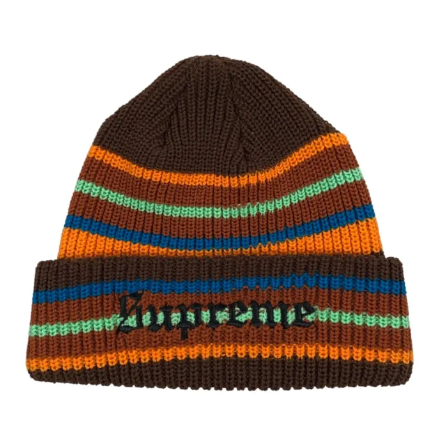 Supreme Brown Bright Multi Colored Striped FW18 2018 Beanie Hat