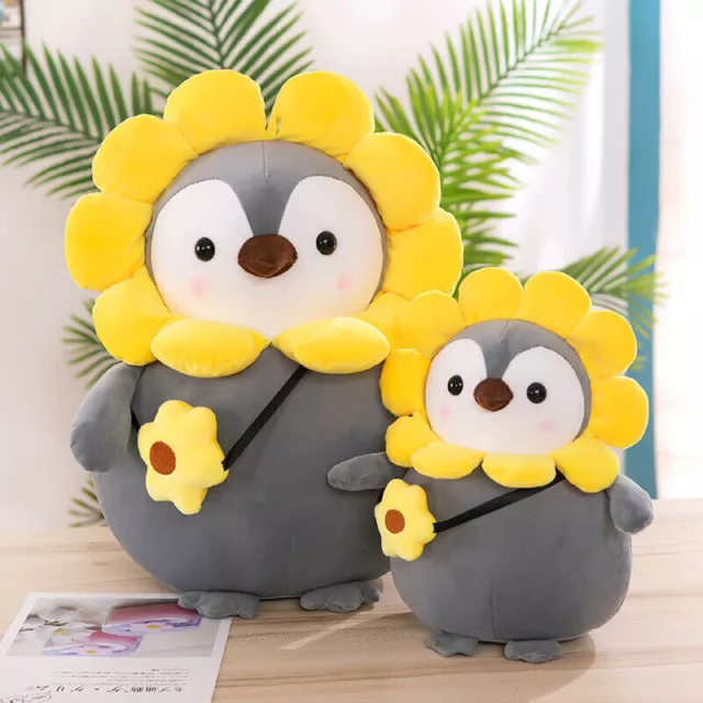 New cute sunflower penguin plush toy rag doll children's pillow gift