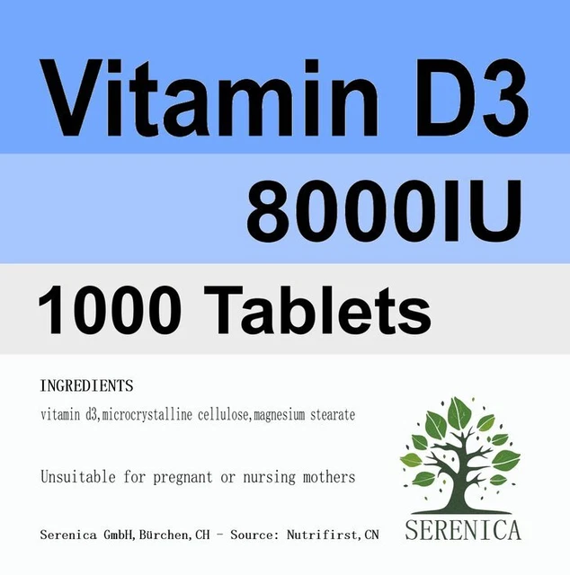 Vitamin D3 8000IU x 1000 Tablets