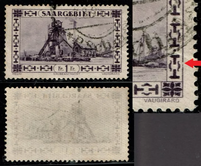 Saargebiet 1926 Mi.-Nr. 117 I PF Plattenfehler gestempelt. 