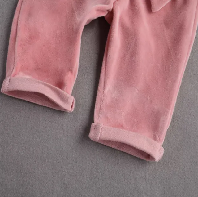 Girls baby’s toddlers frilly loungewear tracksuit 2 piece velvet 4