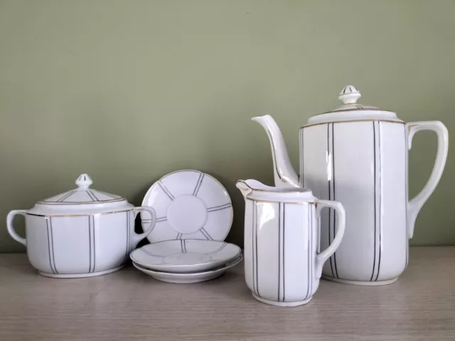 Ancien SERVICE A CAFE "ART DECO" en porcelaine Tchécoslovaquie - incomplet -