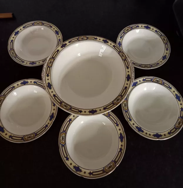 Vintage W.H.Grindley "Ivory" Serving Dish & 5 Dessert Bowls Tableware