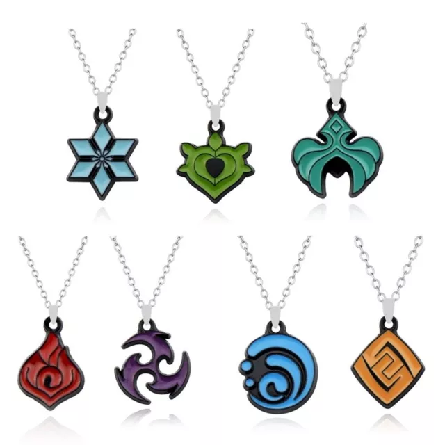 Genshin Impact Vision Necklaces Pyro Hydro Anemo Electro Dendro Cryo Geo Pendan