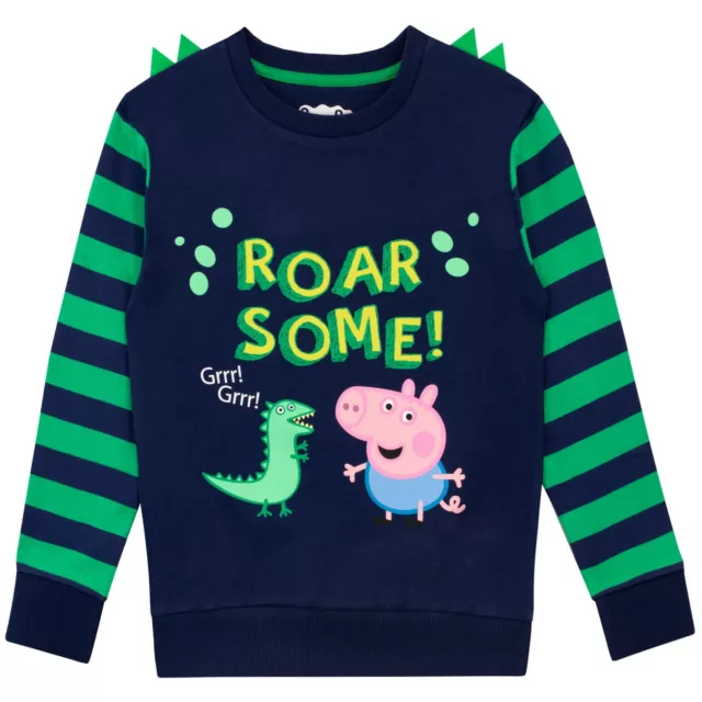 George Pig & Dino Sweatshirt Kids Boys 18 24 Months 2 3 4 5 6 7 8 Years Jumper