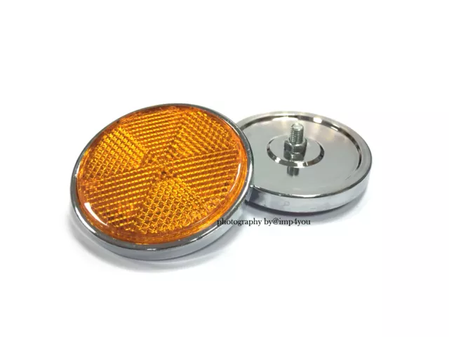 Pair Front Fork Reflectors Amber color for Kawasaki H1 H2 S1 S2 S3 59mm