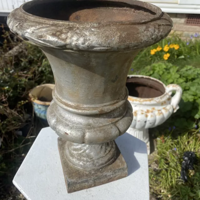 Antique Cast Iron French Urn Planter 2