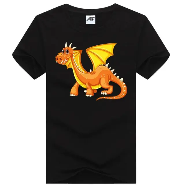 Cute Dragon Printed T Shirt Mens Boys Round Neck Short Sleeve Summer Top Tees
