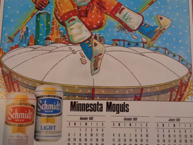 Schmidt Beer Poster Vintage 1988 Minnesota Moguls Metrodome NOS 3