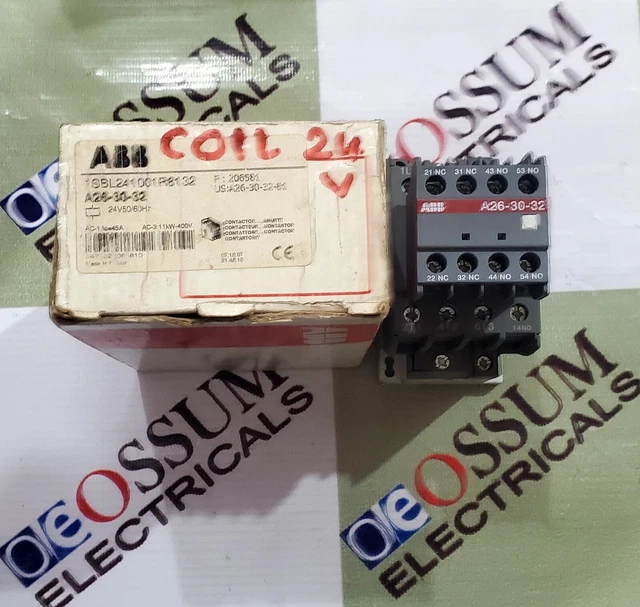 ABB A26-30-32 POWER Contactor 26Amp Coil Voltage 24Vac Fast Shipping ...