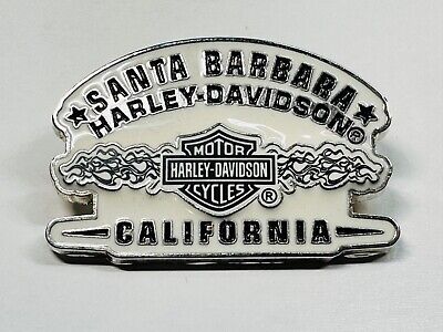 Vintage Old Harley Davidson Motorcycle Dealer Vest Pin Santa Barbara Barbra CA