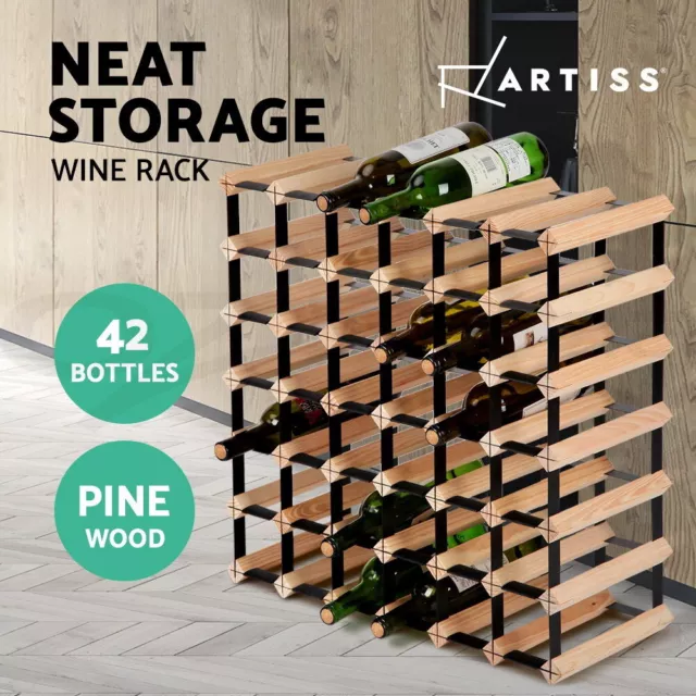 Artiss 42 Bottle Timber Wine Rack Wooden Storage System Cellar Organiser Stand