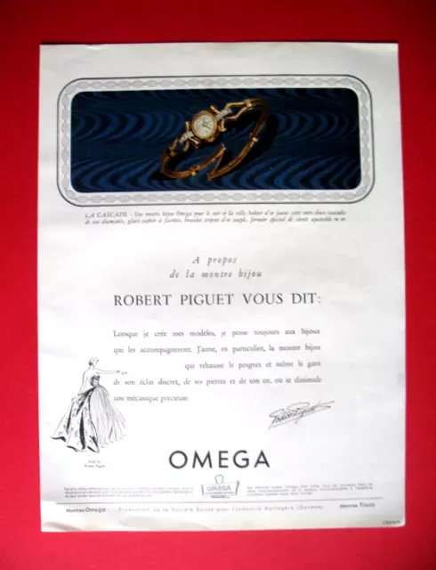 Robert Piguet Omega Press Release Watch Jewel La Cascade Ad 1949