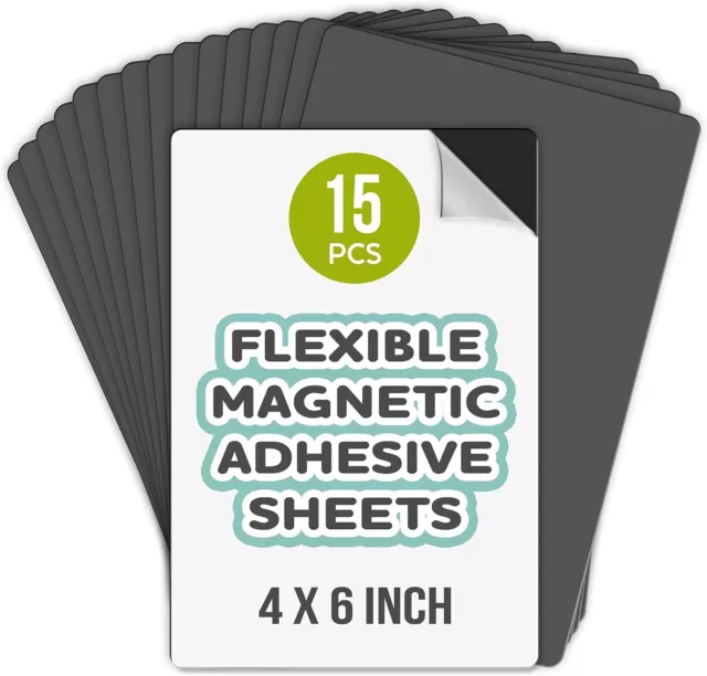 Stone City Adhesive Magnetic Sheets 4x6 inch, 15 Pack, Magnet Sheets with Adhesive Backing, Flexible Magnet Sheets for Crafts, Photos, Fridge