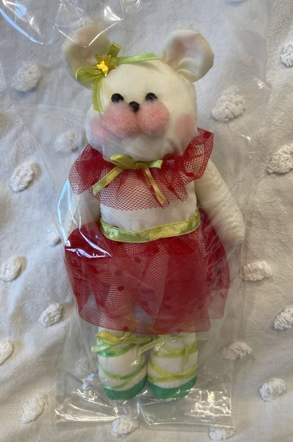 Vintage Current Sugar Plum Bear NOS Plush Bear Ballerina Ornament Made In Taiwan