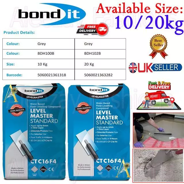 Bond It Self Levelling Compound Levelmaster Floor Cement Screed Concrete 10/20kg