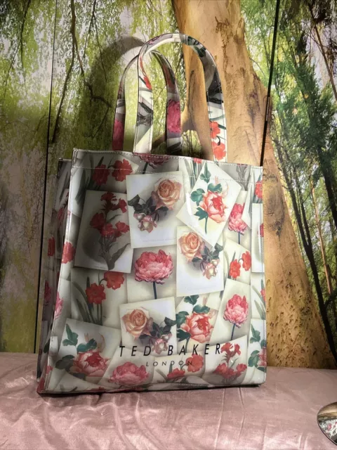 TED BAKER VINYL shopper Lunch tote bag floral 10 X 10 Inches