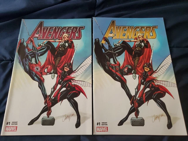 Avengers #1 J Scott Campbell Set, Gold Variant 1000 Print Run Miles Morales Spid
