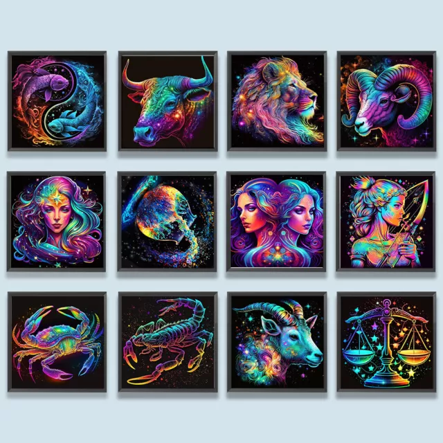 5D DIY Full Round Drill Diamond Painting Kit 12 Constellations Decor Art Craft