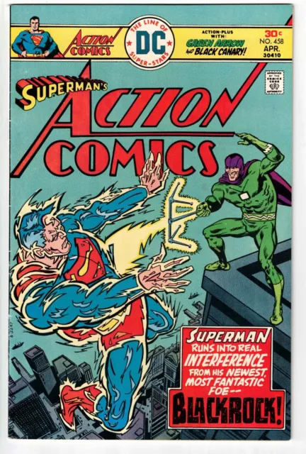 Action Comics #458 1976 Black Canary Green Arrow Story Dc Bronze Age Nice!