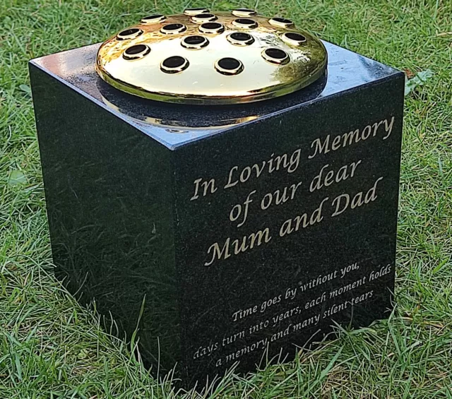 Personalised Engraved Granite Memorial Vase, Grave Marker, Crem, 6x6x6 Inches