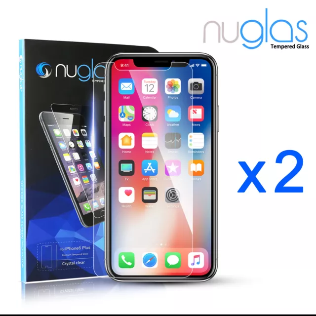 2x GENUINE NUGLAS Tempered Glass Screen Protector Apple iPhone XS Max XR 8 Plus