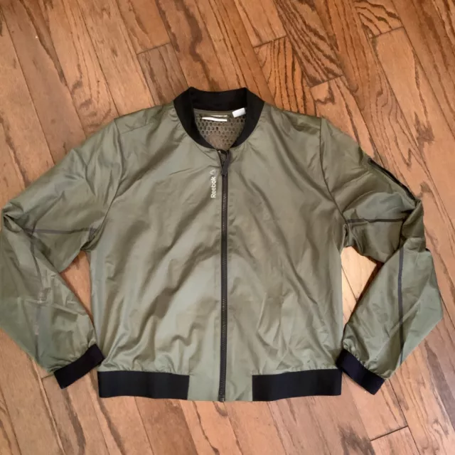 [AI1985] Womens Reebok Cardio Jacket Speedwick Mesh Back Light Army Green XL 2